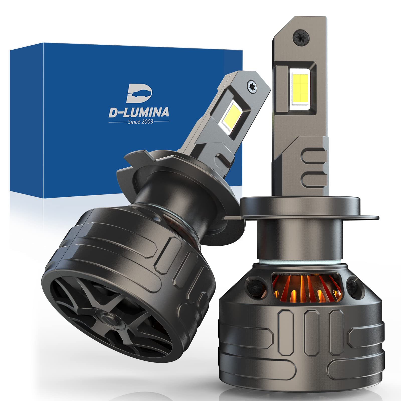 D-Lumina H7 LED Canbus Bulbs 160W 24000LM 8000K 500% Bright,Thick Copper Tube Cooling,LED Lamp Lights-Pack of 2