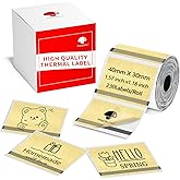 Phomemo Transparent Thermal Labels for M110/M120/M220/M150/M250/M221 Label Maker, Self-Adhesive Thermal Label 1.57"x1.18"(40x30mm),230 Labels/Roll, for Barcode,Address, Name, Golden