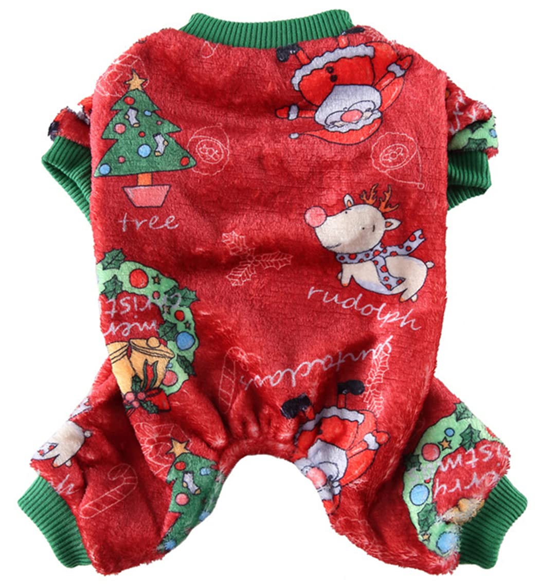 XIAOYU Christmas Dog Pajamas Soft Warm Pet Clothes Cat Apparel Winter Holiday Costumes for Small Dog Cat, Christmas Circle, S