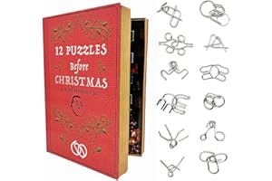 12 Puzzles Before Christmas Advent Calendar Book – Metal Disentanglement Puzzle Set, Brainteasers for Teens & Adults, Holiday Gift, Project Genius