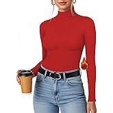 MANGOPOP Women's Mock Turtleneck Long Sleeve Shirt Fall Outfits Fashion Thermal Undershirt Basic Tops Fleece Lined Tee 2025
