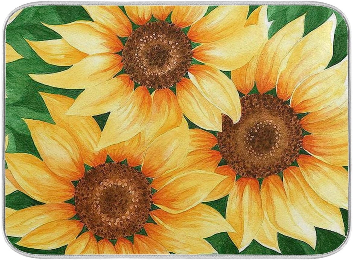 Sunflower Yellow Dish Drying Mat 18x24 for Kitchen Spring