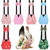 DoubleFill 6 Pcs Chicken Diapers for Indoor Chickens, Cute, M | Reusable Washable Duck Diapers for Pet Ducks, Adjustable Fit, Bowtie Design, Indoor Potty Training, Fits Geese Rooster