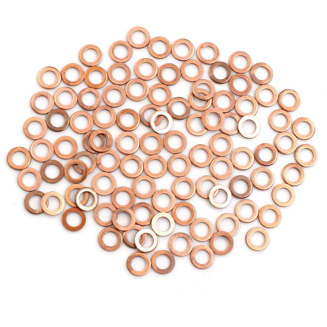 X AUTOHAUX 100pcs 5mm Inner Diameter Copper Washers Flat Sealing Gaskets Rings