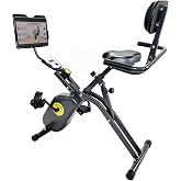 CUDOEEAI Foldable Quiet Magnetic Recumbent Stationary Exercise Bike | 8-Level Magnetic Resistance, Tablet Holder, 300 LB Capacity, Adjustable Seat &amp; Backrest for Seniors &amp; Adults Home Workout