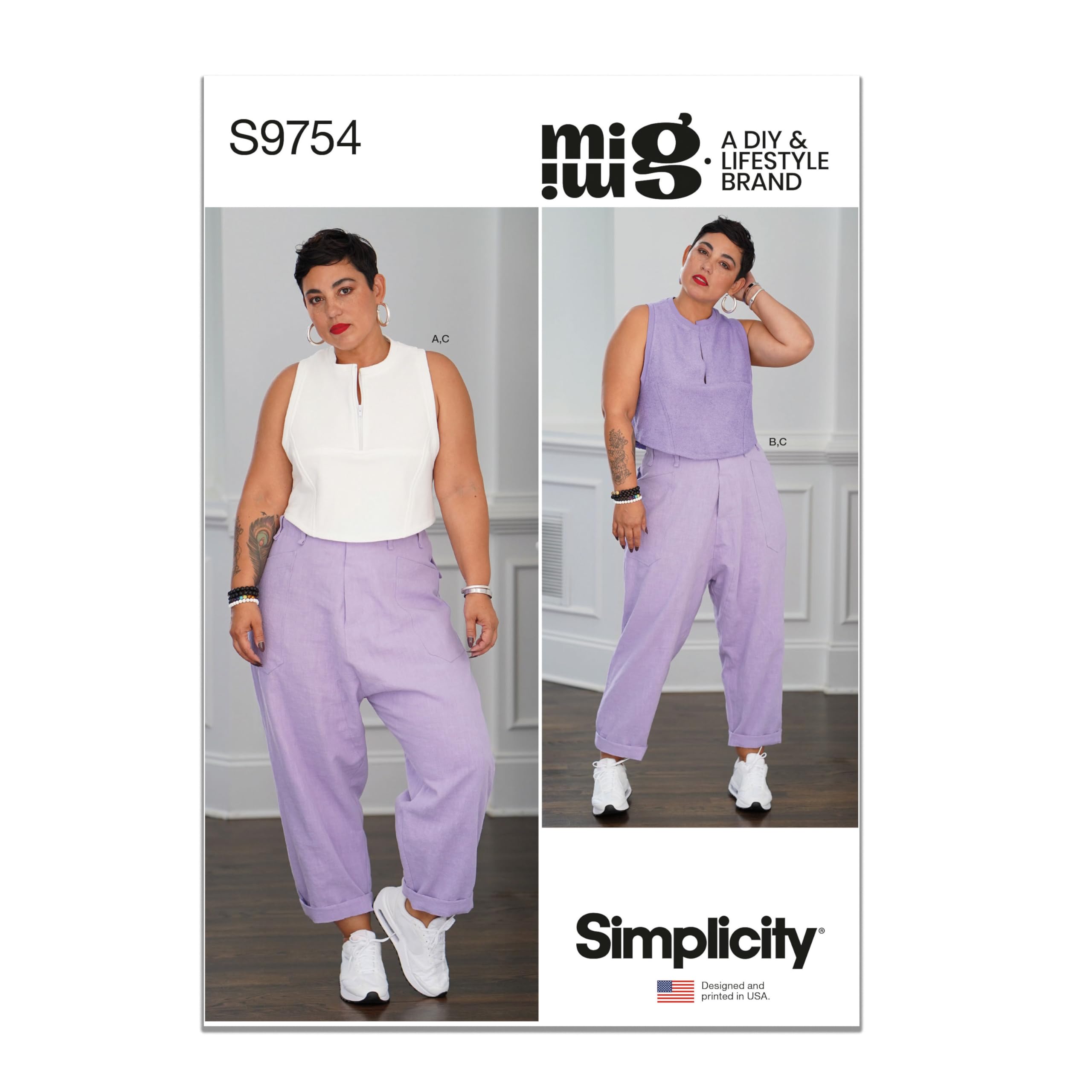 SIMPLICITY SS9754K5 Misses' Tops and Cargo Pants by Mimi G Style K5 (8-10-12-14-16)