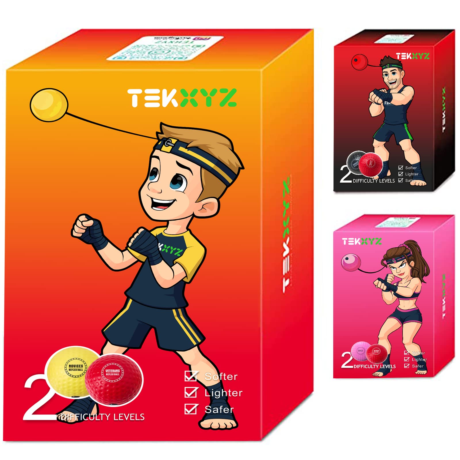 Photo 1 of TEKXYZ Boxing Reflex Ball, 2 Difficulty Levels Boxing Ball with Headband, Perfect for Reaction, Agility, Punching Speed, Fight Skill and Hand Eye Coordination Training