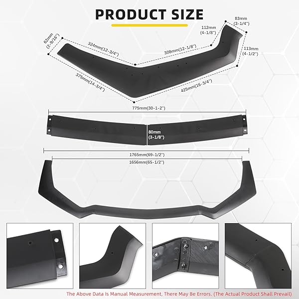 KEEPDSGN 3PCS MATTE BLACK FRONT BUMPER LIP CHIN SPOILER SPLITTER DIFFUSER PROTECTOR BODY KIT WITH ADJUSTABLE 10″-13″ RED SUPPORT ROD COMPATIBLE WITH 2018-2022 FORD MUSTANG ECOBOOST GT V8