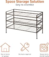 Amazon Basics 3-Tier Shoe Rack Organiser Holds 9-Pair Brown 68 x 32 x 47.5 cm view 3