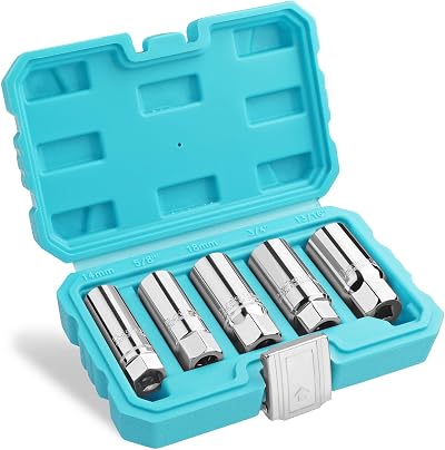 DURATECH Spark Plug Socket Set 5-Piece SAE & Metric 3/8 in Drive 6/12 Point