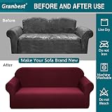 Granbest Premium Water-Repellent 2 Seater Sofa Cover Wine Red view 5