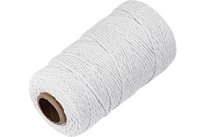 White Cotton Butchers Twine String - Ohtomber 328 Feet 2MM for Crafts, Bakers Twine, Kitchen Cooking Butcher Meat and Roasting, Gift Wrapping