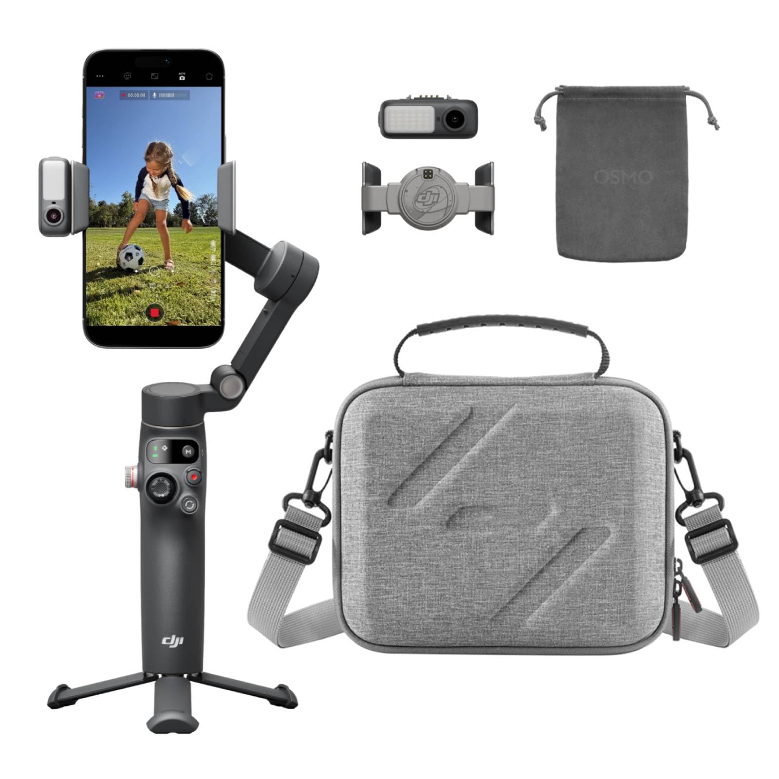 Photo 1 of DJI Osmo Mobile 8 Bundle, Gimbal Stabilizer for Phone, Native Tracking with Apple DockKit, 360° Pan Rotation, Built-in Extension Rod & Tripod, 10h Battery, Extension Rod, Foldable 3-Axis Stabilization