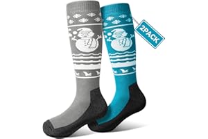 Pecube Kids Ski Socks 2/3 pairs Thermal Thick OTC Snow Socks for Boys Girls Toddler Skiing Snowboard Skating