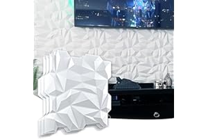 Art3d PVC 3D Diamond Wall Panel Jagged Matching-Matt White, for Residential and Commercial Interior Decor