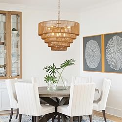 YOMECOO 25.6" Large Rattan Chandelier Vintage