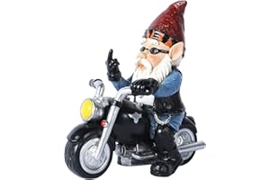 JHWKJS Garden Gnome Riding Motorcycle Funny Outdoor Gnome Decoration Indoor Outdoor Lawn Figurines for Home Yard Décor, Medium
