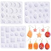3 PCS Resin Jewelry Mold Kit with Hole Earring Silicone Mould Waterdrop Oval Pendant Molds Stars Moon Clouds Necklace Moulds for DIY Pendant Earrings Necklace Keychains Jewelry Making (3 Styles)