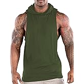 FLLSGT Men's Workout Hooded Tank Tops Sports Training Sleeveless Gym Hoodies Fitness Bodybuilding Cut Off Muscle Shirts