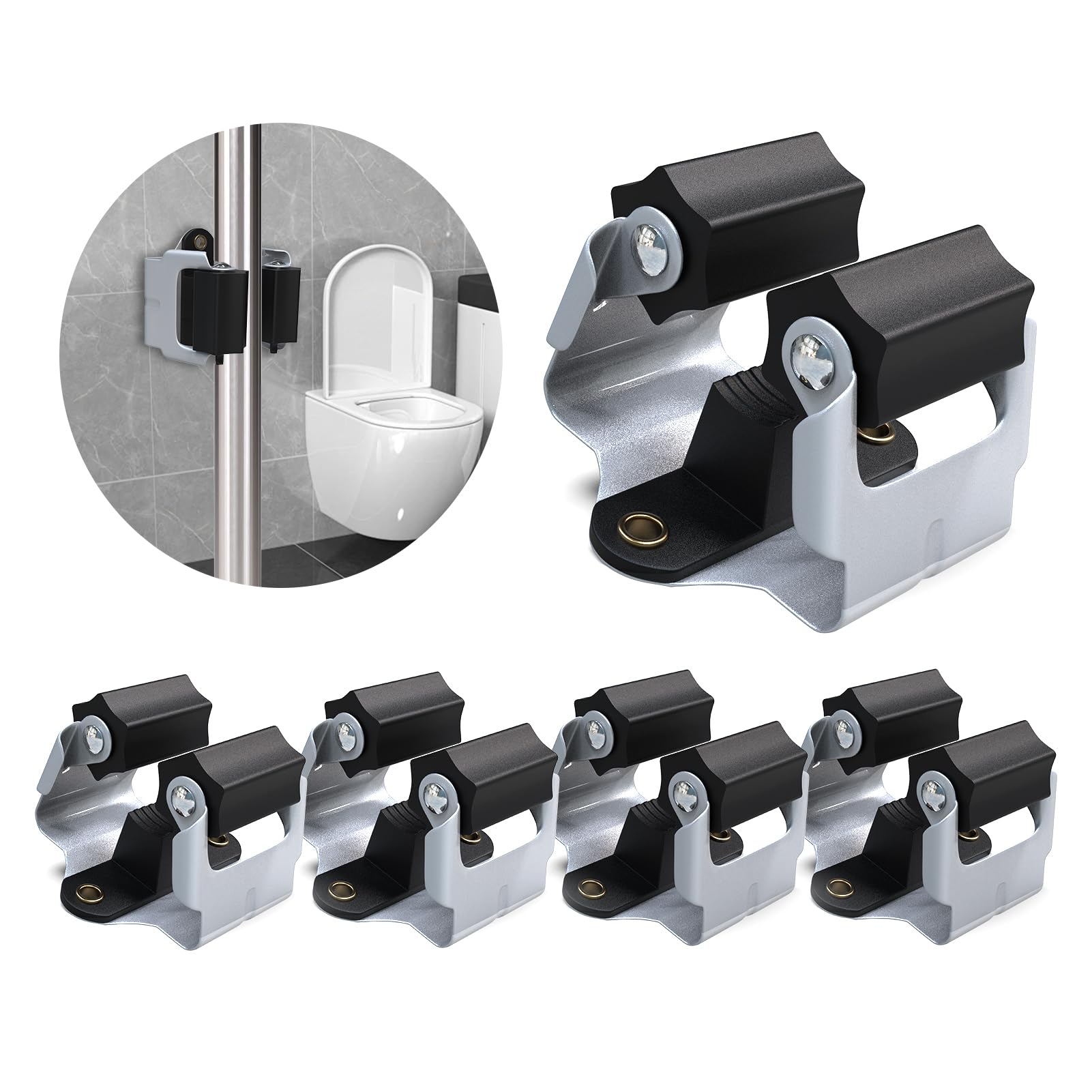 3-H Mop Holder 4 Pack,Brush Holder,Broom Holder Wall Mounted for Kitchen Bathroom Laundry Room Shed Garage Garden(Black)