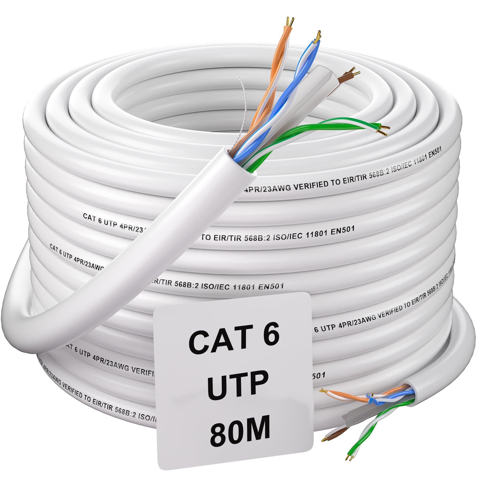 Soibke Ethernet Cable 80m Outdoor Indoor, Cat 6 Internet Cable High Speed Bulk White LAN Network Cable 80 Meters Gigabit RJ45 Wifi Cable UTP 1Gbps 23AWG Extra Long Patch Cord for Switch Router — image 1