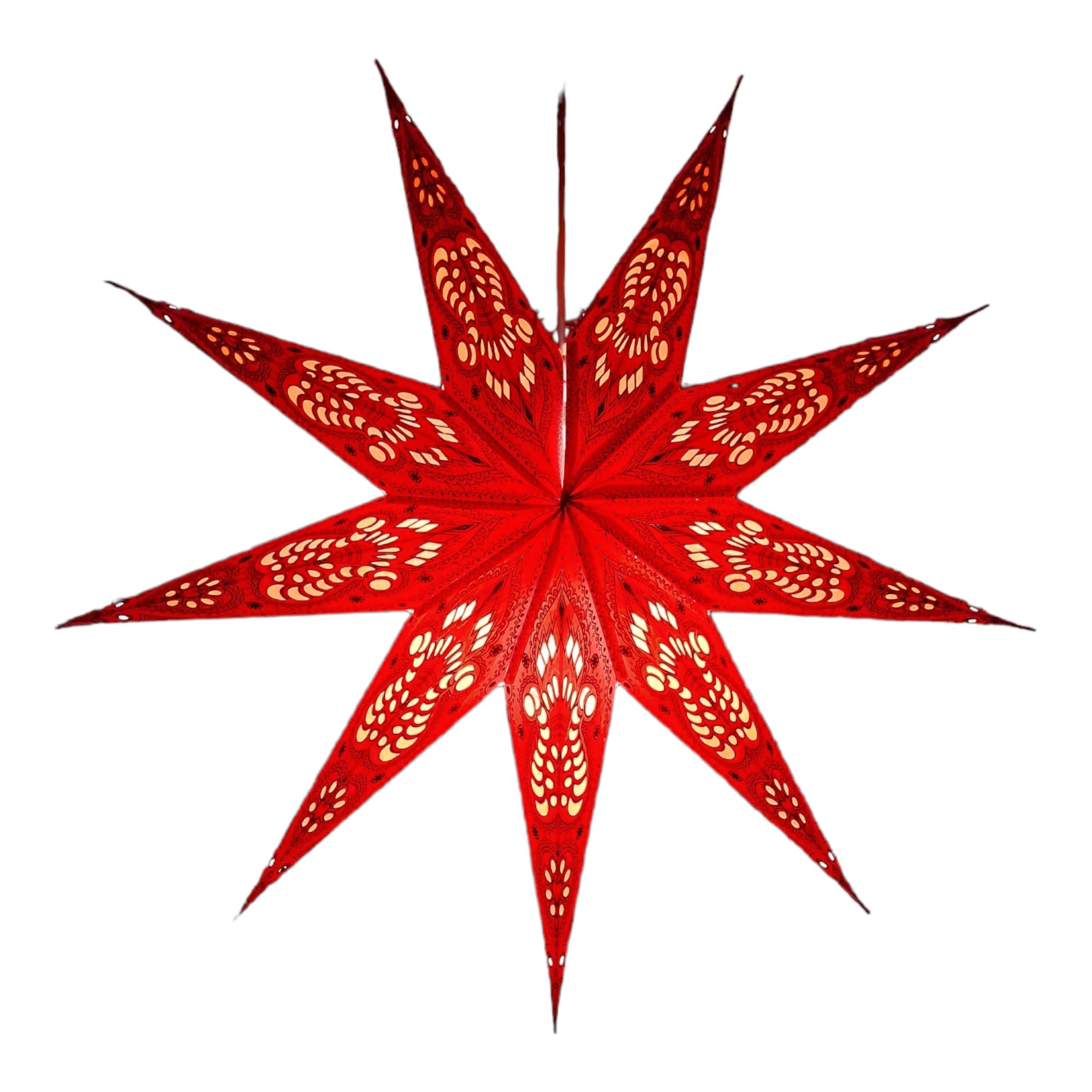 YEPSIO Lantern Lampshade Paper Star Light Shades Large 60cm Hanging Decorations for Christmas Wedding Home Decoration Birthday Party Foldable 9 Pointed Star (Red)