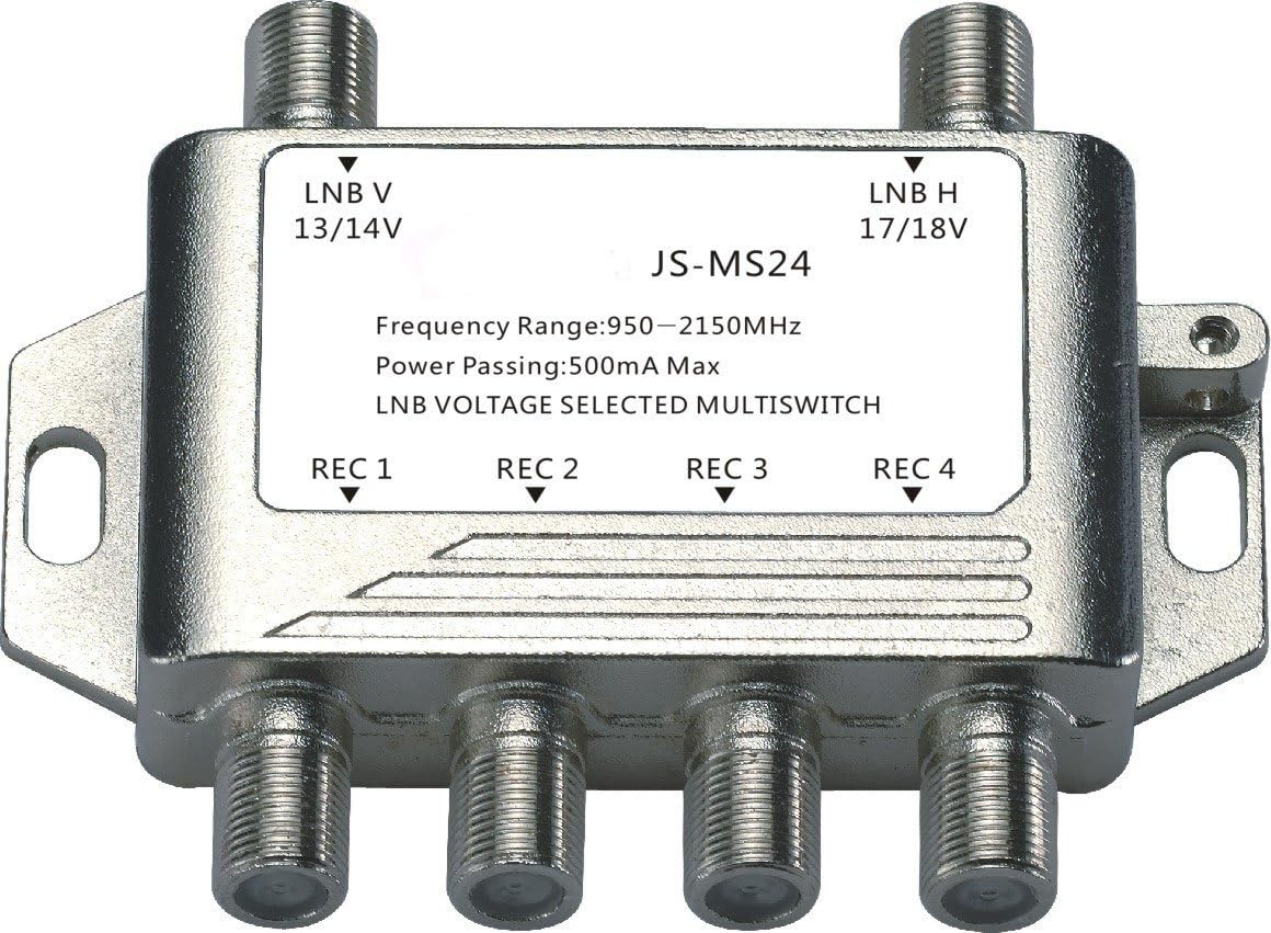 Buwico?4 Way MultiSwitch Satellite Switch Receiver Dish V Aerial Splitter Video Splitter