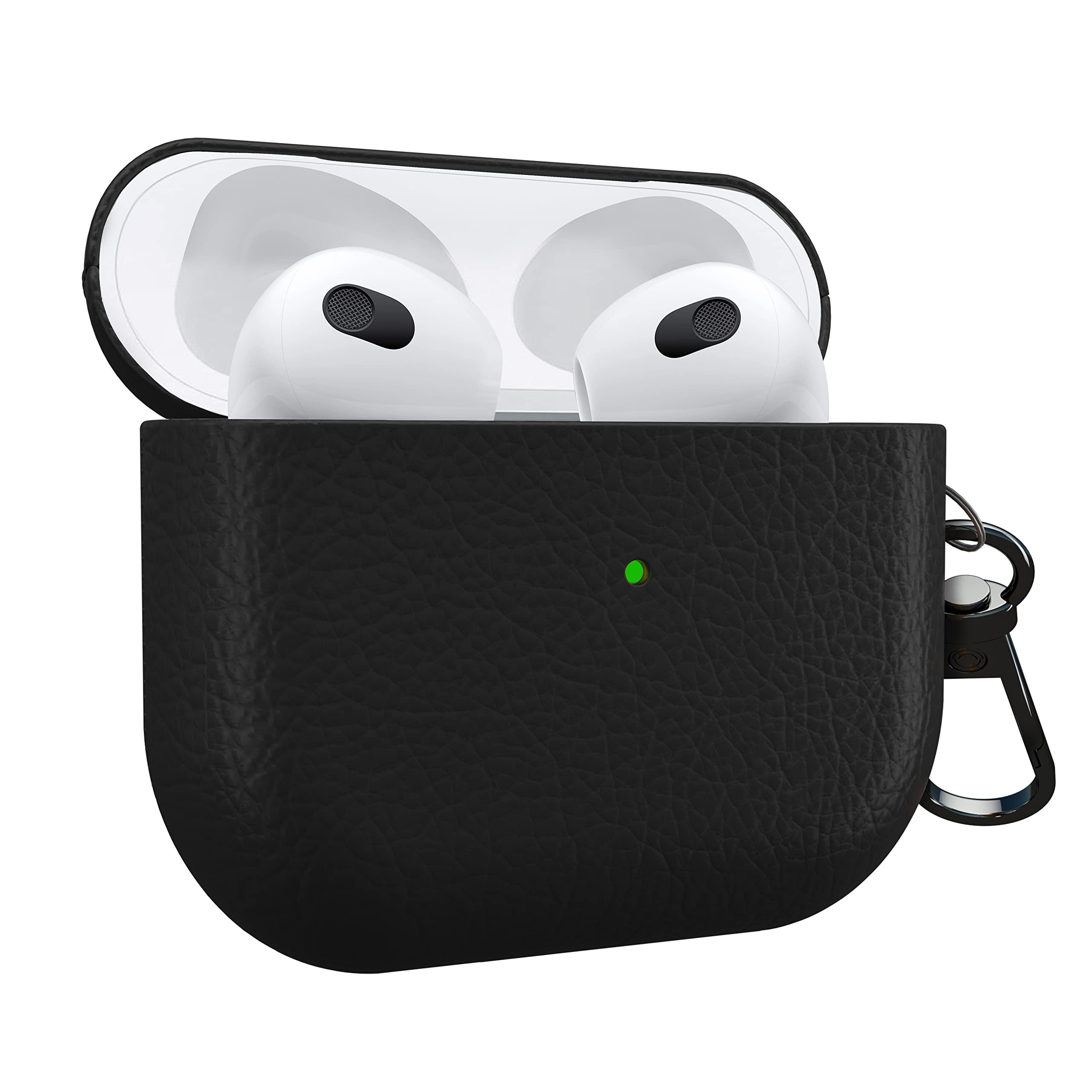 MyGadget Hard Case for Apple Airpods 3rd Generation - Anti-Slip & Shockproof Cover in Synthetic Leather for Bluetooth Earphones - Skin in Black