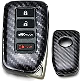 iJDMTOY Gloss Finish Black Carbon Fiber Pattern Hard Shell Key Fob Cover Case, Compatible with 2nd Gen Lexus is ES GS RC NX RX LX 200 250 350 4-Button Smart Key Fob