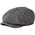 BOTVELA Men's 8 Panel Wool Blend Newsboy Flat Cap Herringbone Tweed Hat