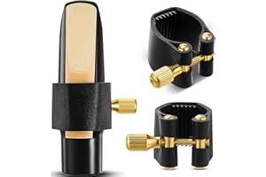 Anglechic 2 Pcs Alto Sax Ligature Fastener Compact Durable Artificial Leather Saxophone Ligature with Adjustable Screws for Alto Sax Rubber Mouthpiece (Mouthpiece/Reed Not Included)