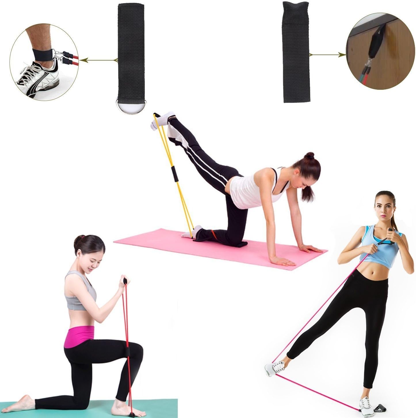 AFX Sports Exercise Resistance Bands Set, Fitness Stretch Workout Kit, 5 Tubes, 2 Foam Handles, 2 Ankle Straps - Image 4