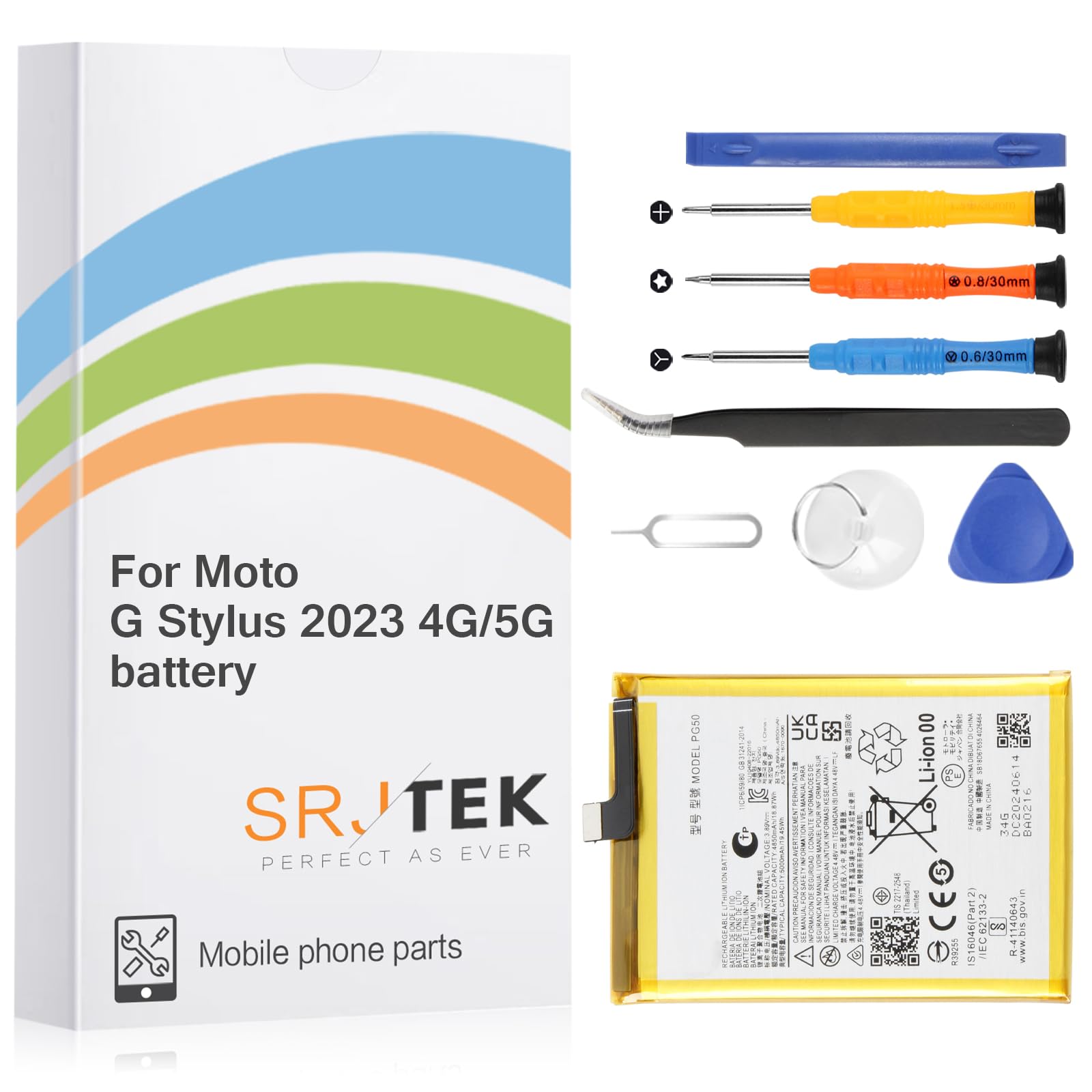 Photo 1 of [PG50 2025 New Upgraded] Original Battery Replacement for Motorola Moto G Stylus 5G 2023 /G Stylus 4G 2023 PG50 XT2315 XT2317 4850mAh Standard Capacity Battery Include Complete Repair Tools kit