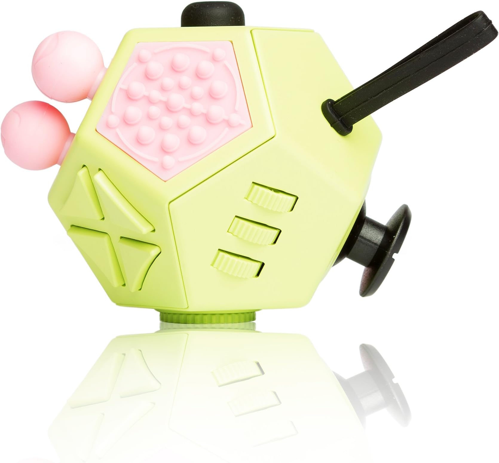 EDC Fidgeter Green Fidget Cube Dice Toy. 12 or 6 Sided Prime Real Original Cool Mini Desk Toy. Authentic Figit Cube Fun Keychain Dice Toy. for Boredom, ADHD & Stress