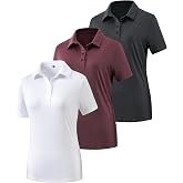 TVKSOM Polo Shirts for Women Casual Collared Golf Short Sleeve Work Tops | Moisture Wicking, Quick Dry, Soft Lightweight Fabric, 4 Buttons Uniform Business Tees, Basic Daily Athletic Everyday Wear