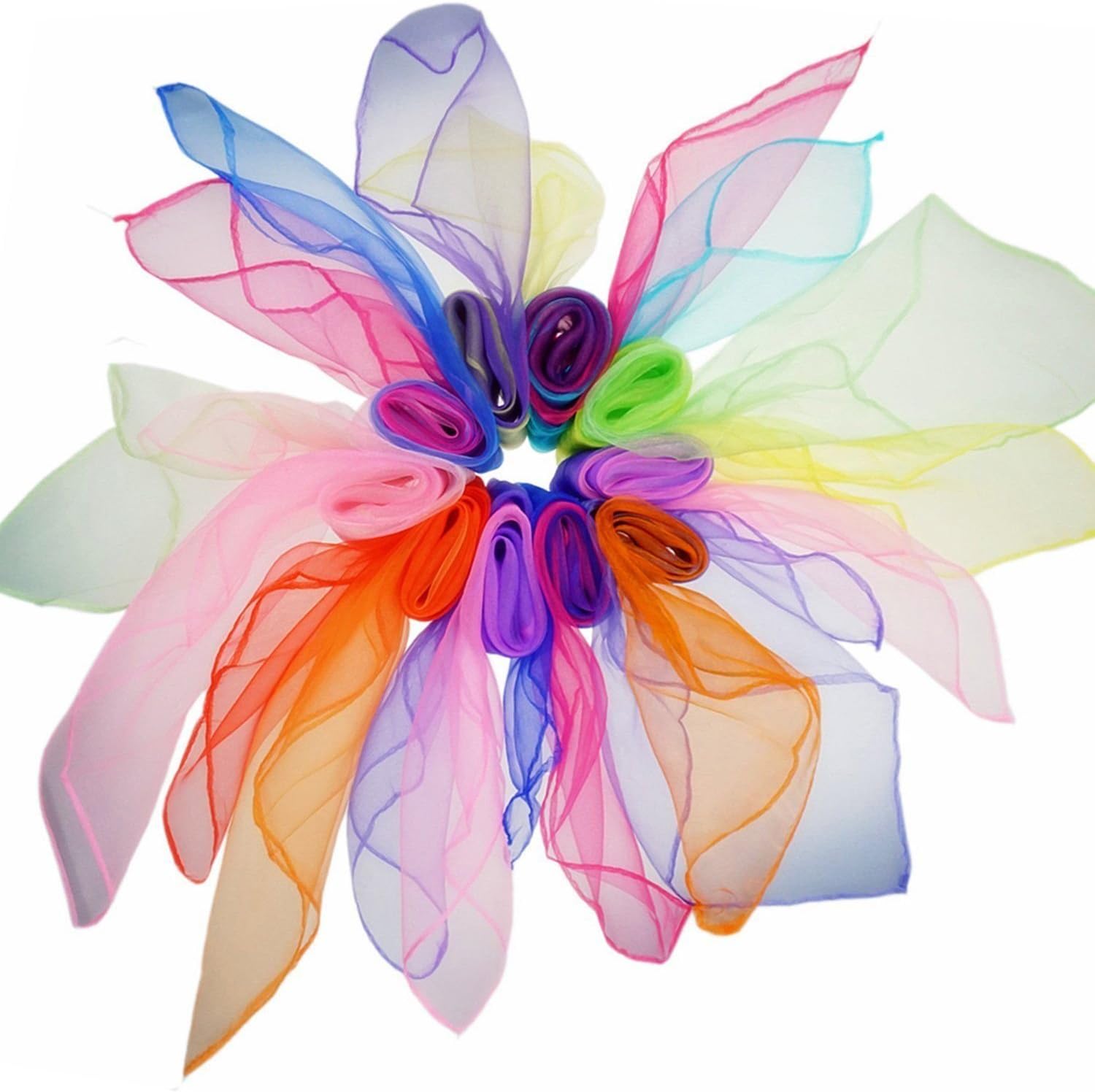Square Juggling Silk band Dance Scarves, WonderforU Magic Tricks Performance Hemmed Movement Scarves Props Accessories, 10 PCS in Gradient Color