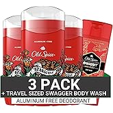 Old Spice Aluminum Free Deodorant for Men, 24/7 Odor Protection, 24/7 Freshness & Lasting Scent, Bearglove Scent, 3.0 oz with Travel Size Swagger Body Wash (Pack of 4)