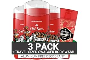 Old Spice Aluminum Free Deodorant for Men, 24/7 Odor Protection, 24/7 Freshness & Lasting Scent, Bearglove Scent, 3.0 oz with Travel Size Swagger Body Wash (Pack of 4)