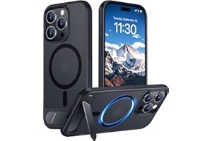 Temdan Magnetic Compatible with iPhone 15 Pro Max Case, [Built-in Invisible Kickstand][Compatible with MagSafe] [Military Grade Shockproof] Slim Translucent Matte Phone Case for iPhone 15 Pro Max 6.7"