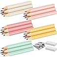 Marspark 30 Pcs Short Triangular Fat Pencils Bulk 3.5 Inch Wooden Triangular Jumbo Pencils for Preschoolers, Kindergarten, Toddlers and Beginners with Sharpener and 2 Erasers(Lively Colors)