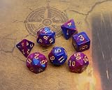 CREEBUY 7Pcs Purple Blue DND Dice Set Polyhedral D20 D12 D10 D8 D6 D4 RPG view 6