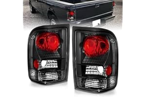AmeriLite for 1993-1997 Ford Ranger Black JDM Replacement Brake Tail Lights Assembly Set - Passenger and Driver Side
