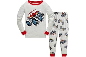 Akyzic Boys Planet Pajamas Sets 100% Cotton Pjs Toddler 2 Piece Long Sleeve Sleepwear Kids Clothes Sets Dinosaur Shirts