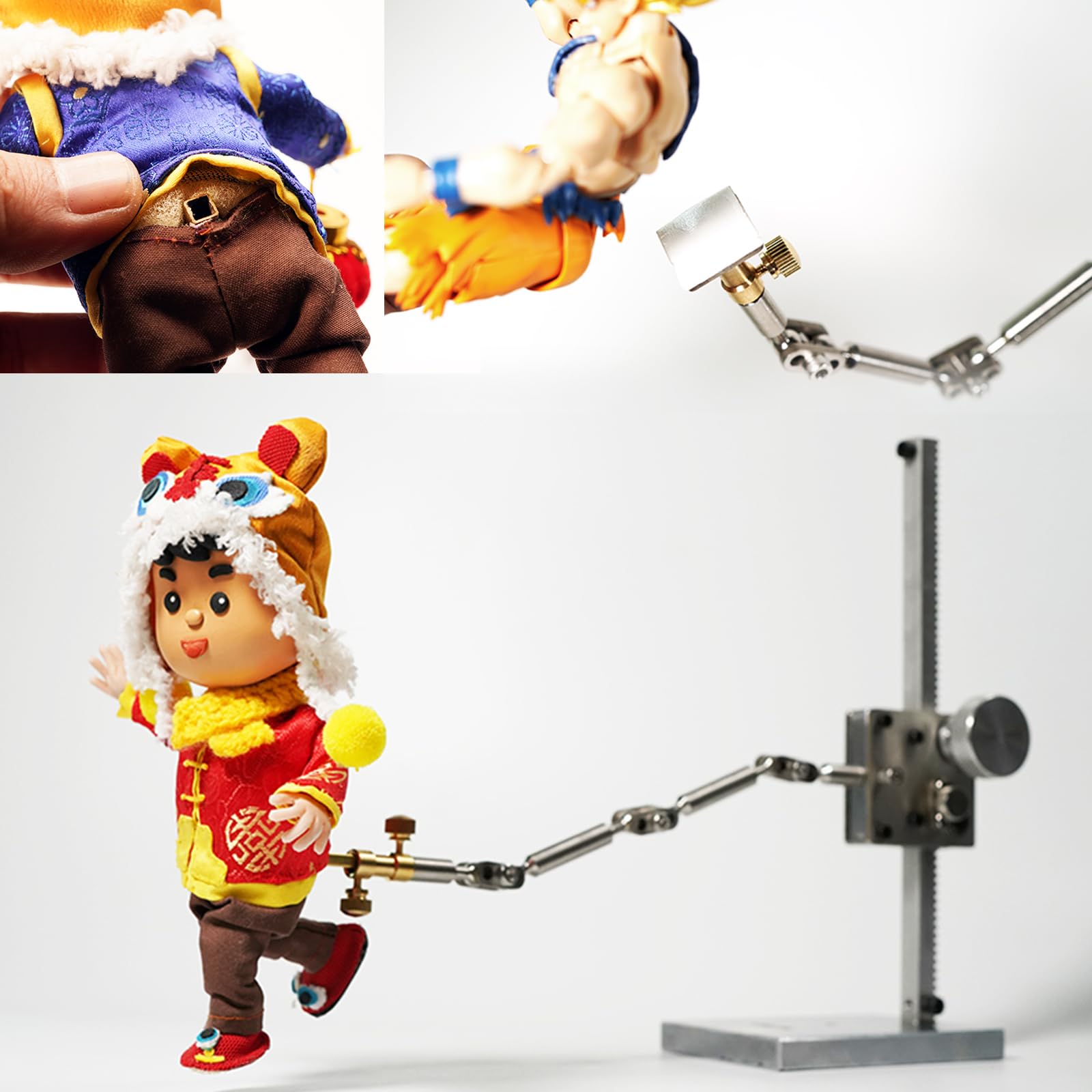 Stop Motion Animation Kit DIY-Stopmotion Rig Armature Rigging System with 5 Connectors for Animators, Stop Motion Stand Shooting Bracket Kits, Time-Lapse Product Photography - Arm Length 26cm, Silver