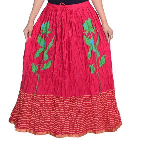 Women's A-Line Skirt (DL3213_Pink_Free Size)