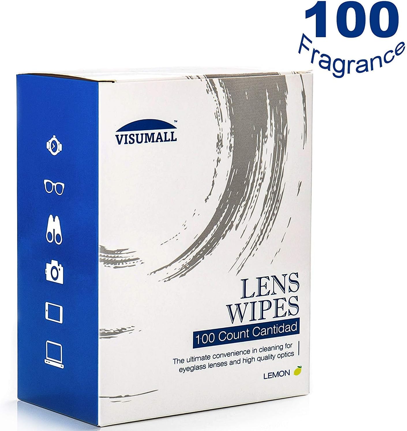 Lens Cleaning Wipes,Light Fragrance Nonirritating,Disposable,Quick Drying,Individually Wrapped,Great for Eyeglasses,Tablets,Camera Lenses,Screens,Keyboards-100 Lemon