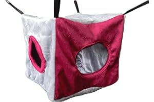 Vedem Ferret Cube Hammock Small Animals Cage Hanging Bunkbed Hideout Warm Bed (Burgundy)