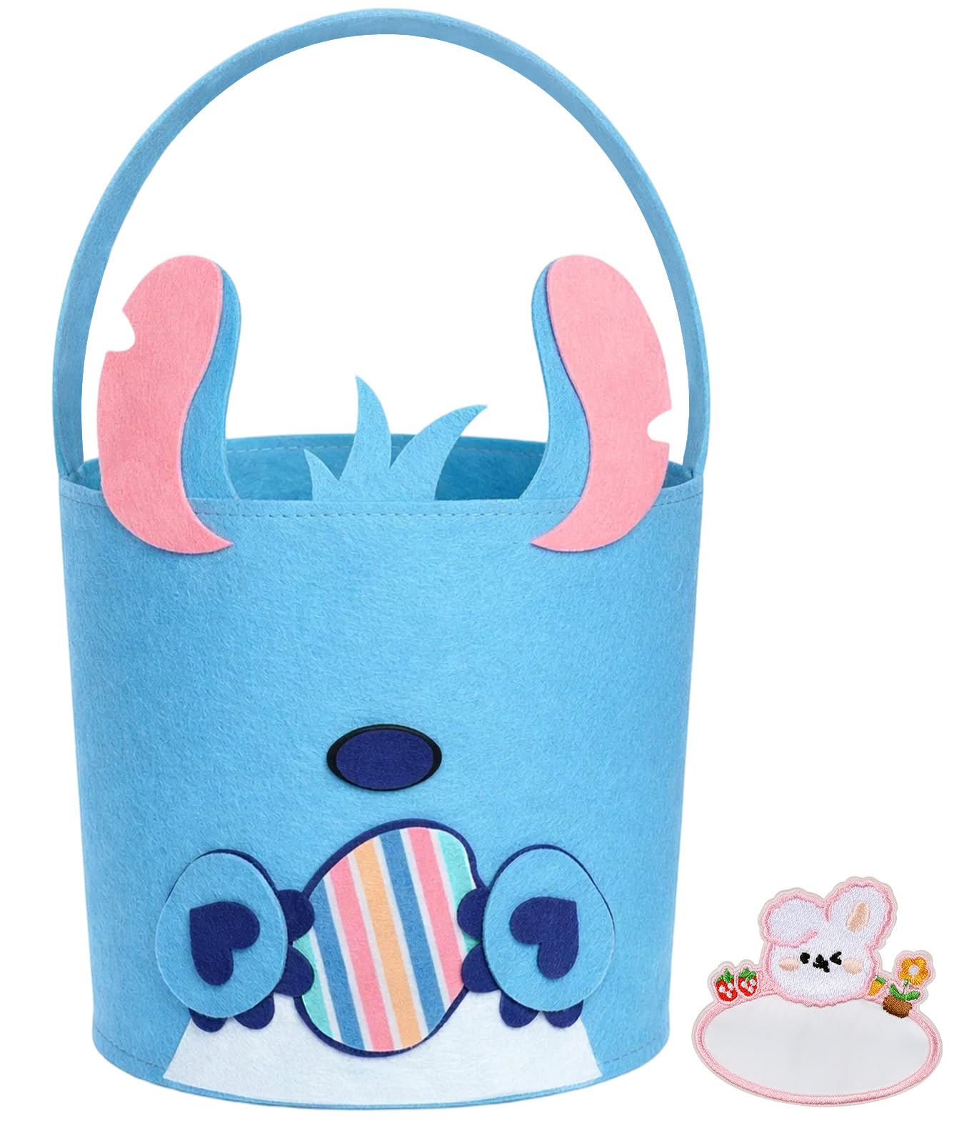 Photo 1 of JMHACHY Cute Themed Easter Basket - Large Empty Felt Basket with Handle & Detachable Feet, Personalized Name Tag Patch, Perfect for Kids Boys Girls in Easter Egg Hunts and Gifts, Deep Blue Hedgehog