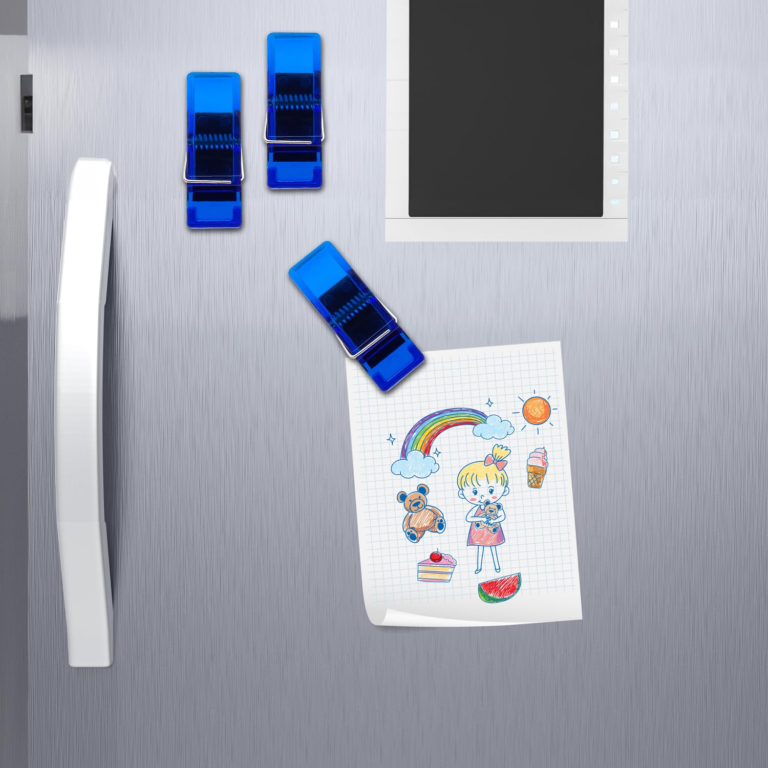 3PCS Colorful Clip Magnet for Refrigerator, Fridge Magnet, Decoration for Magnetic Whiteboard, Home, Kitchen, Office, School, Notice Board (Blue)