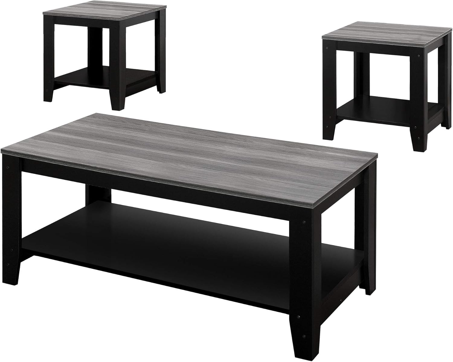Ergode Table Set - 3PCS Set/Black/Grey TOP: Furniture & Decor